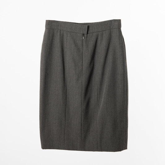 Chanel Grey Wool Silk Lined Pencil Skirt
