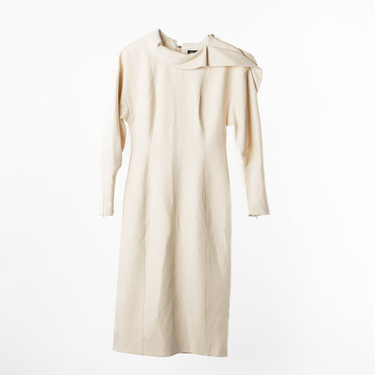 Karen Millen Cream Crepe Structured Midi Dress