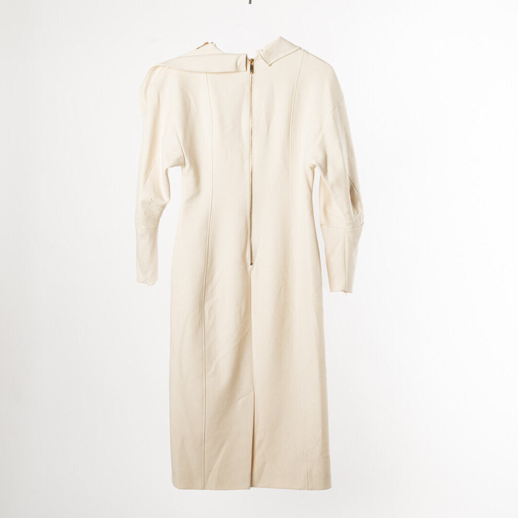 Karen Millen Cream Crepe Structured Midi Dress