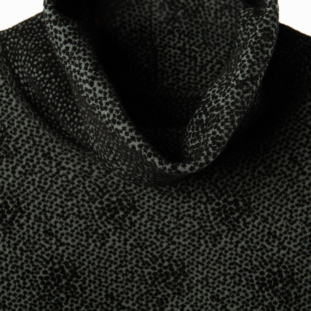 Alaia Black/Grey Wool Spotted Turtleneck Dress
