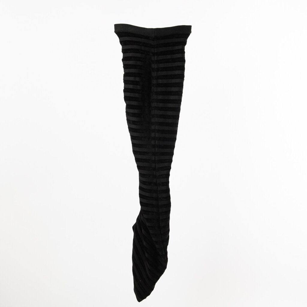 Alaia Black Fuzzy Knit Crop Long Sleeve Top / Skirt SET