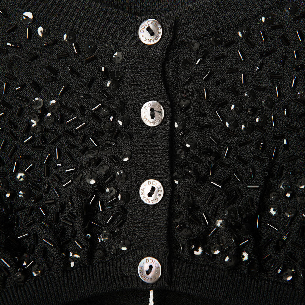 Dolce & Gabbana NWT Vintage (S/S 1999) Black Beaded Bolero, XS