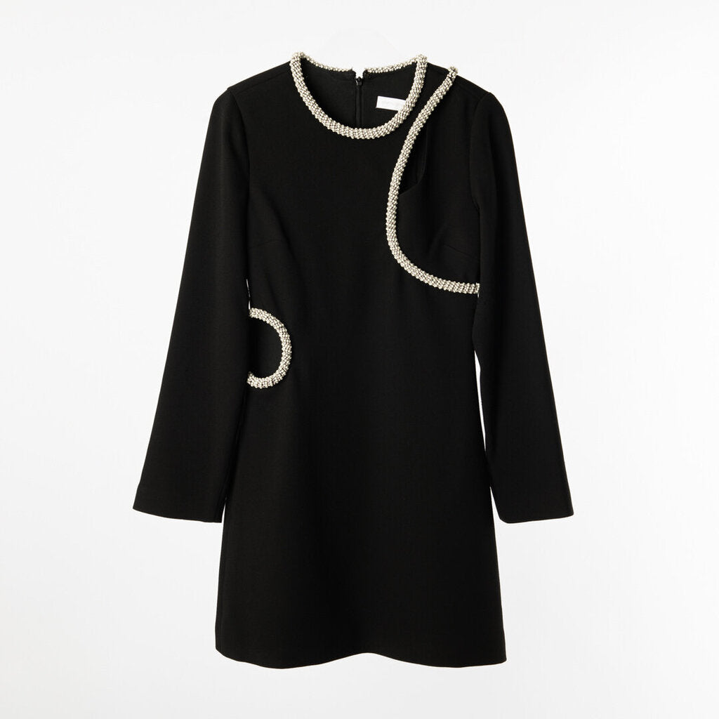 Jonathan Simkhai Black Cutout Crystal Beaded Mini Dress