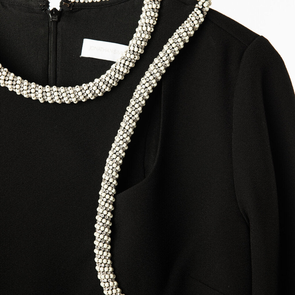 Jonathan Simkhai Black Cutout Crystal Beaded Mini Dress