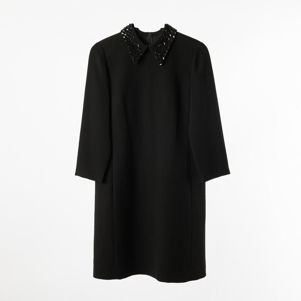 Lafayette 148 Black Acetate Sequin Collar Dress