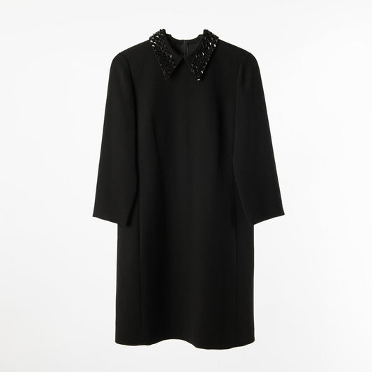 Lafayette 148 Black Acetate Sequin Collar Dress