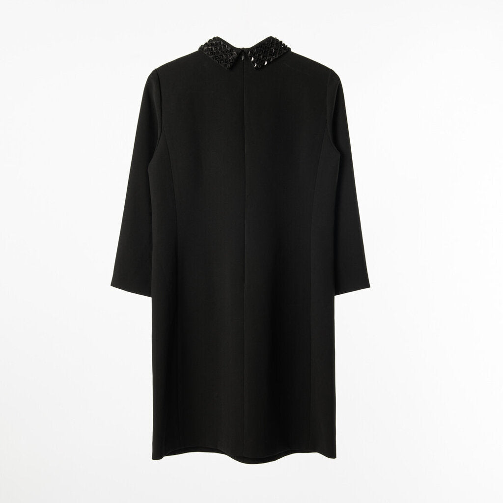 Lafayette 148 Black Acetate Sequin Collar Dress
