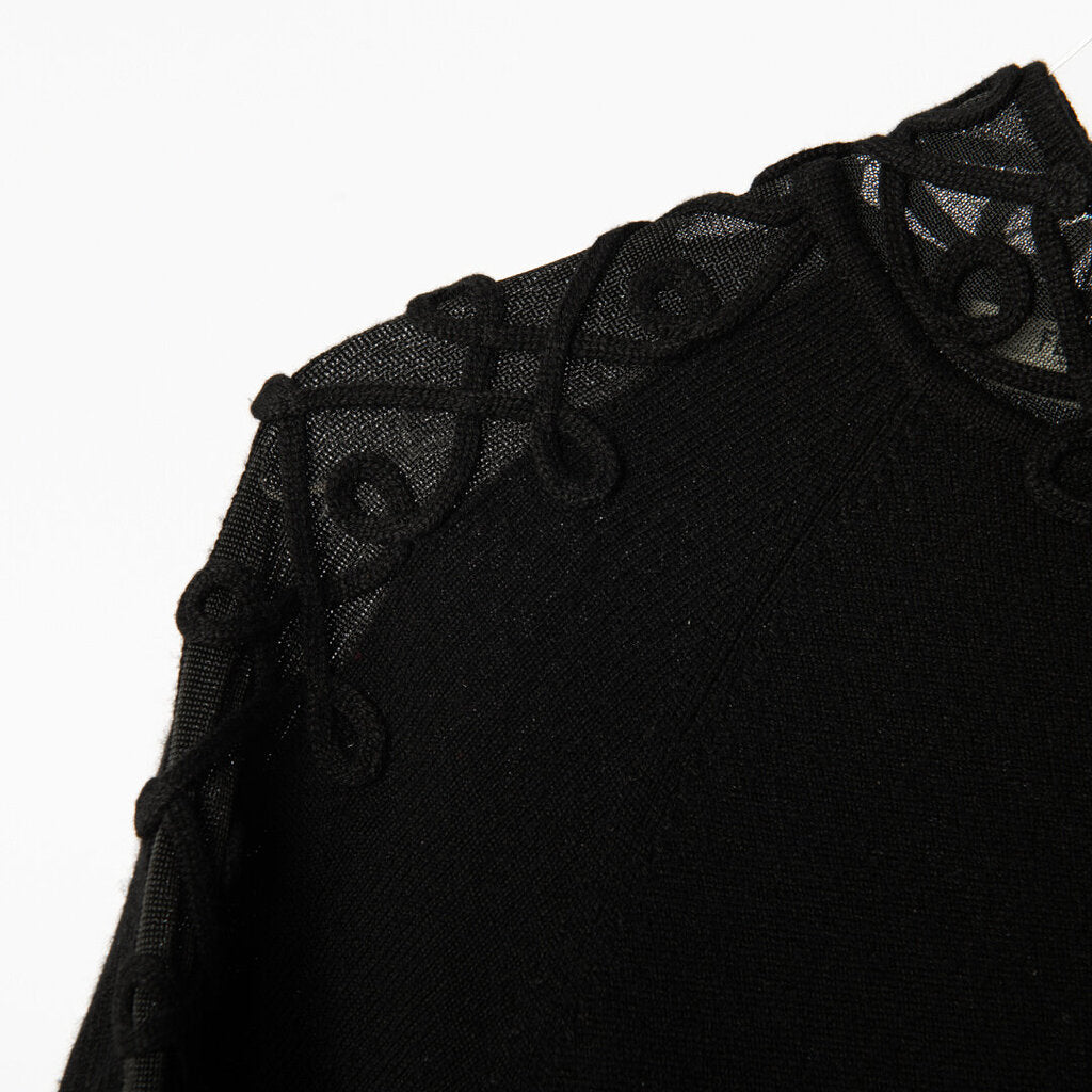 Fendi Black Embroidered Midi Dress
