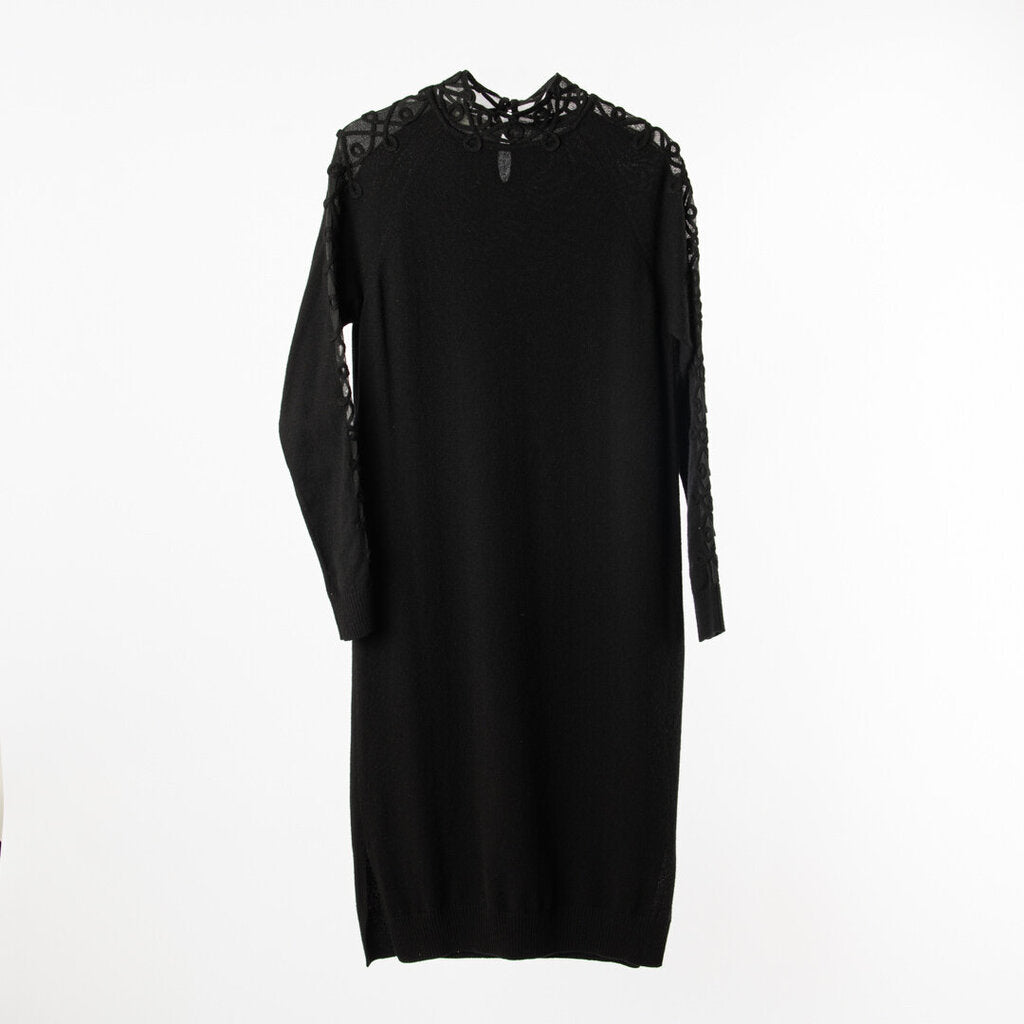 Fendi Black Embroidered Midi Dress