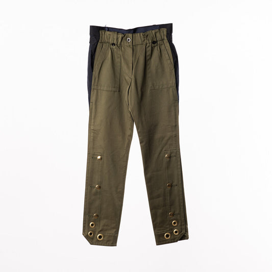 Sacai Olive & Navy Gold Buttons Detail Pants