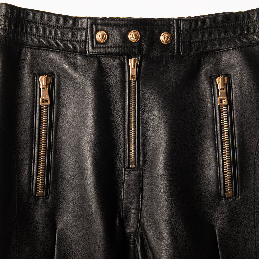Balmain Black Leather Pants