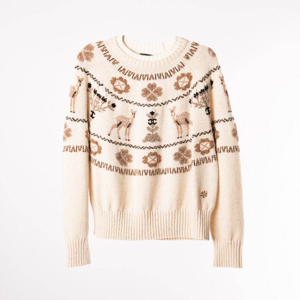 Chanel Cream Cashmere Deer Sweater