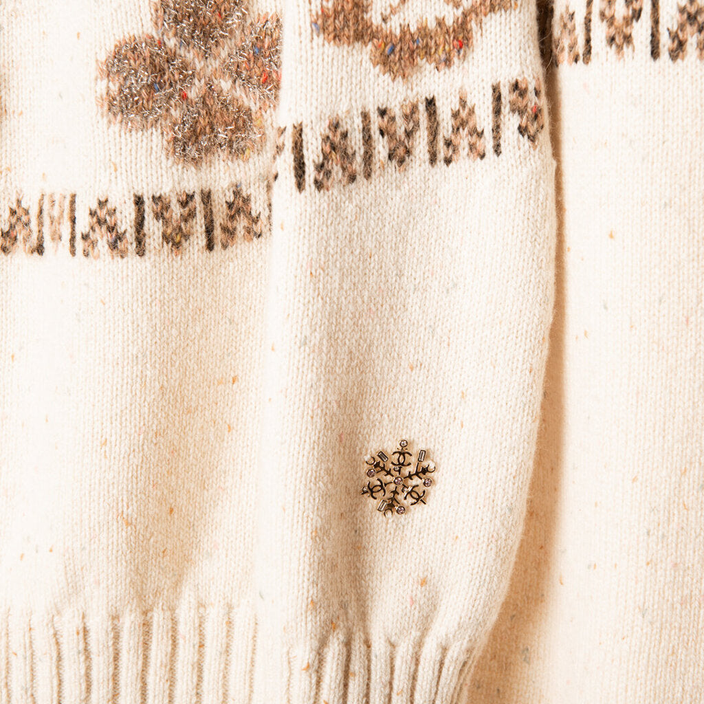 Chanel Cream Cashmere Deer Sweater