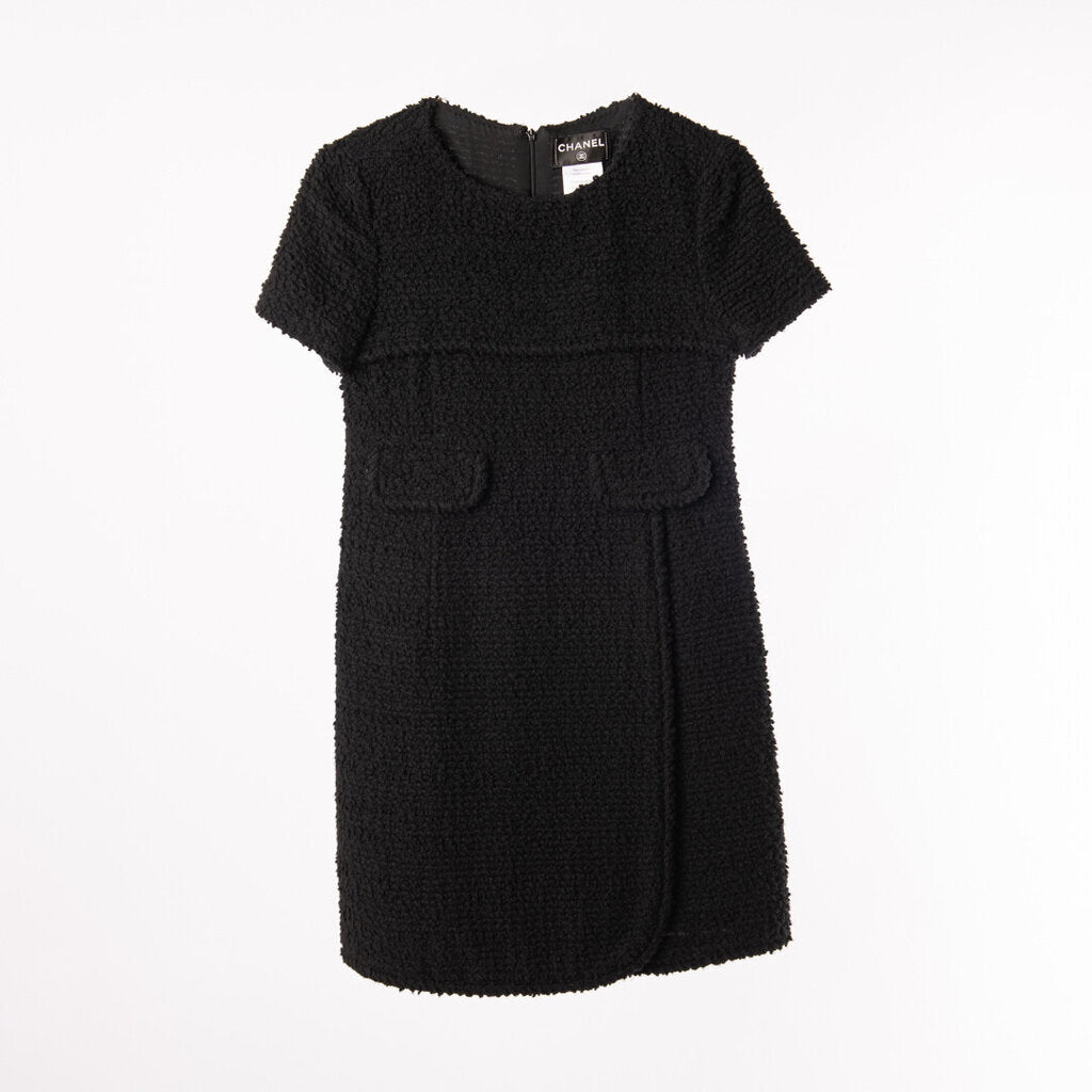 Chanel Black Wool/Poly Boucle Dress