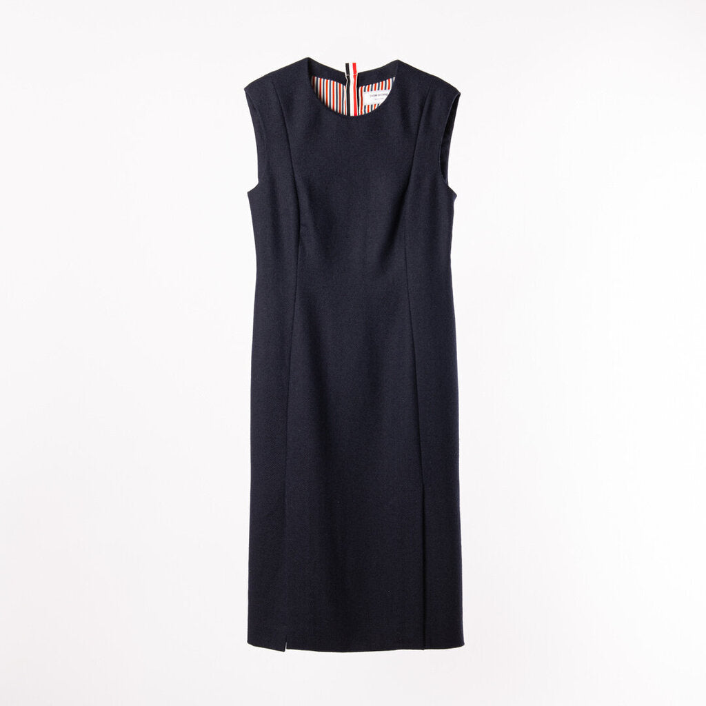 Thom Browne Calf Length Navy Wool Dress