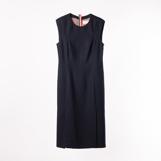 Thom Browne Calf Length Navy Wool Dress