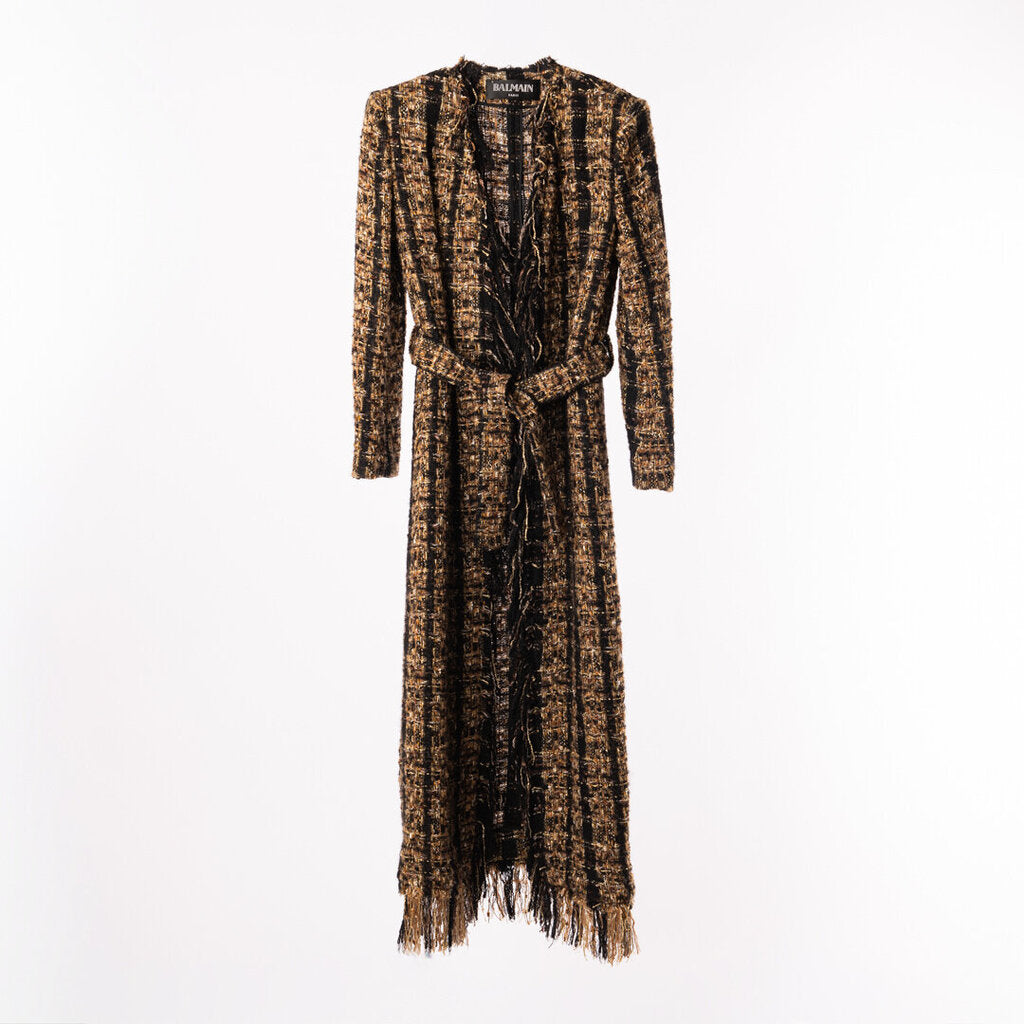 Balmain Brown/Black Tweed Cardigan & Skirt Set