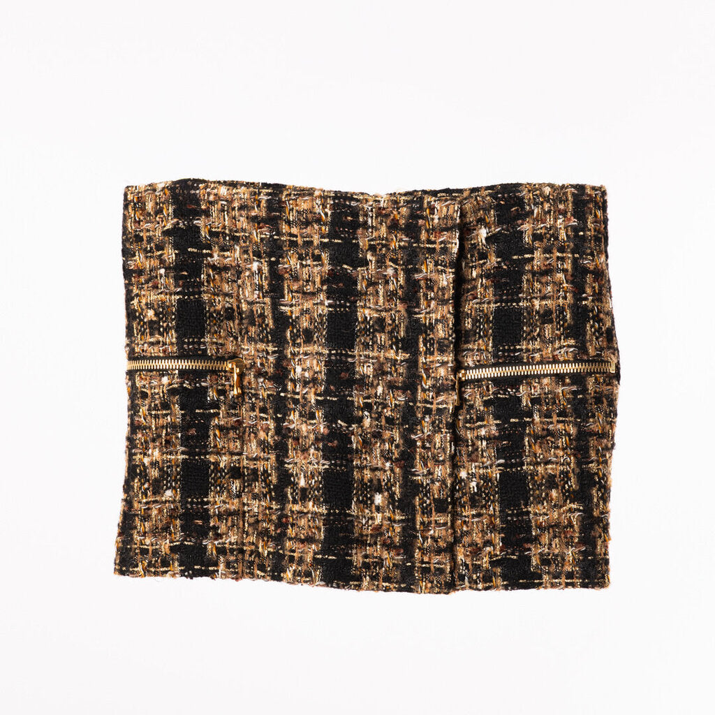 Balmain Brown/Black Tweed Cardigan & Skirt Set