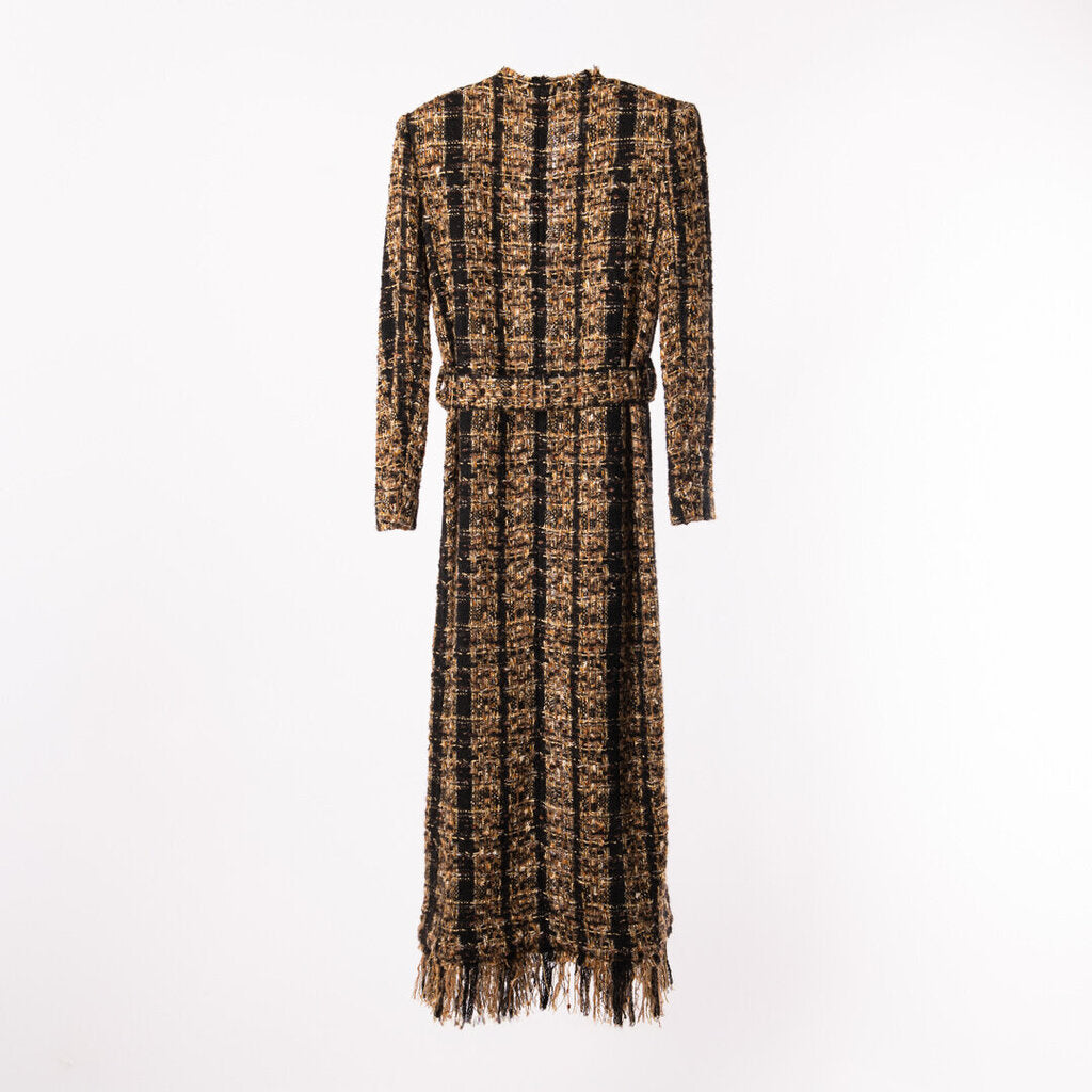 Balmain Brown/Black Tweed Cardigan & Skirt Set