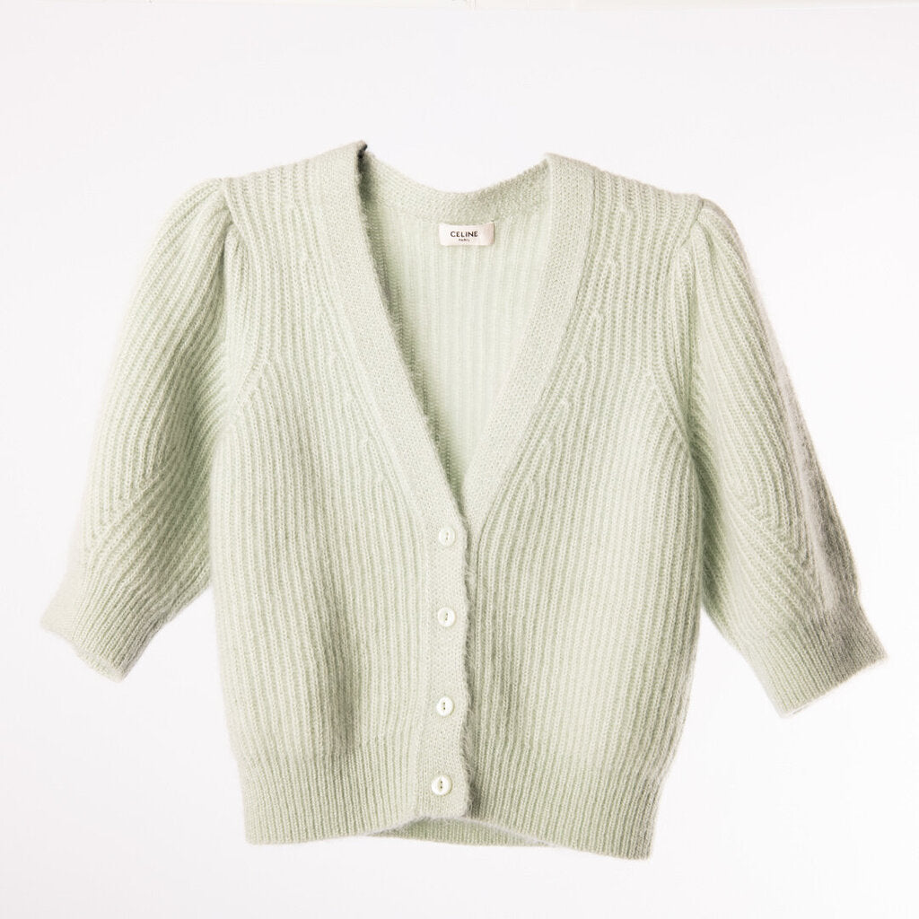 Celine Green Mohair Blend Cardigan