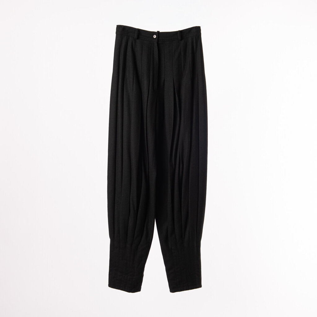 Versace Black Wool Pleated Balloon Pant