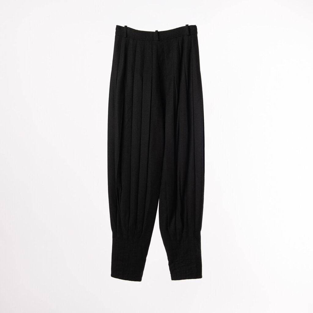 Versace Black Wool Pleated Balloon Pant