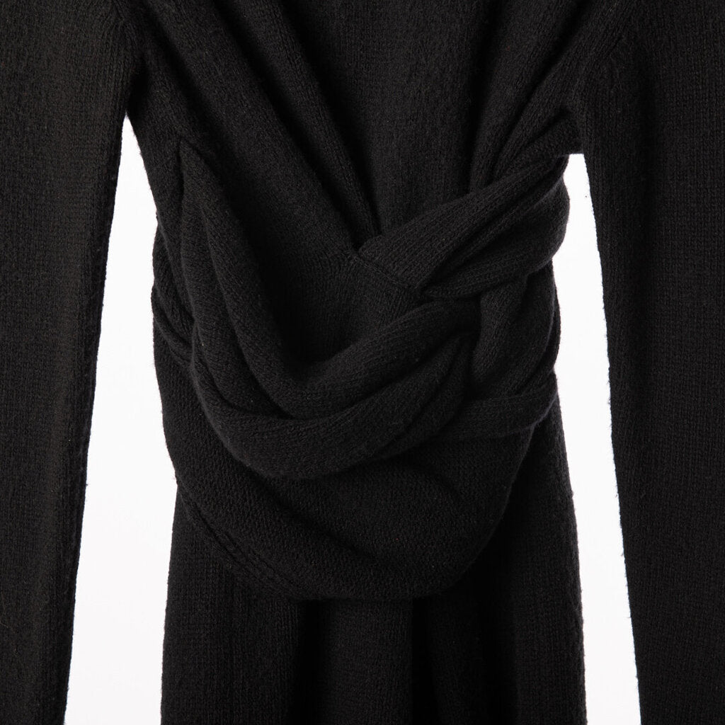 Bottega Black Wool Knit Knot Dress