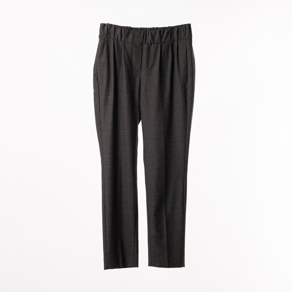 Brunello Grey Check Wool Pants