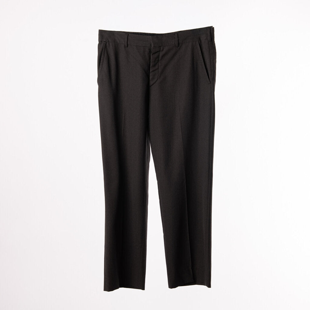 Prada Grey Pinstripe Wool Straight Leg Trousers (Men's)