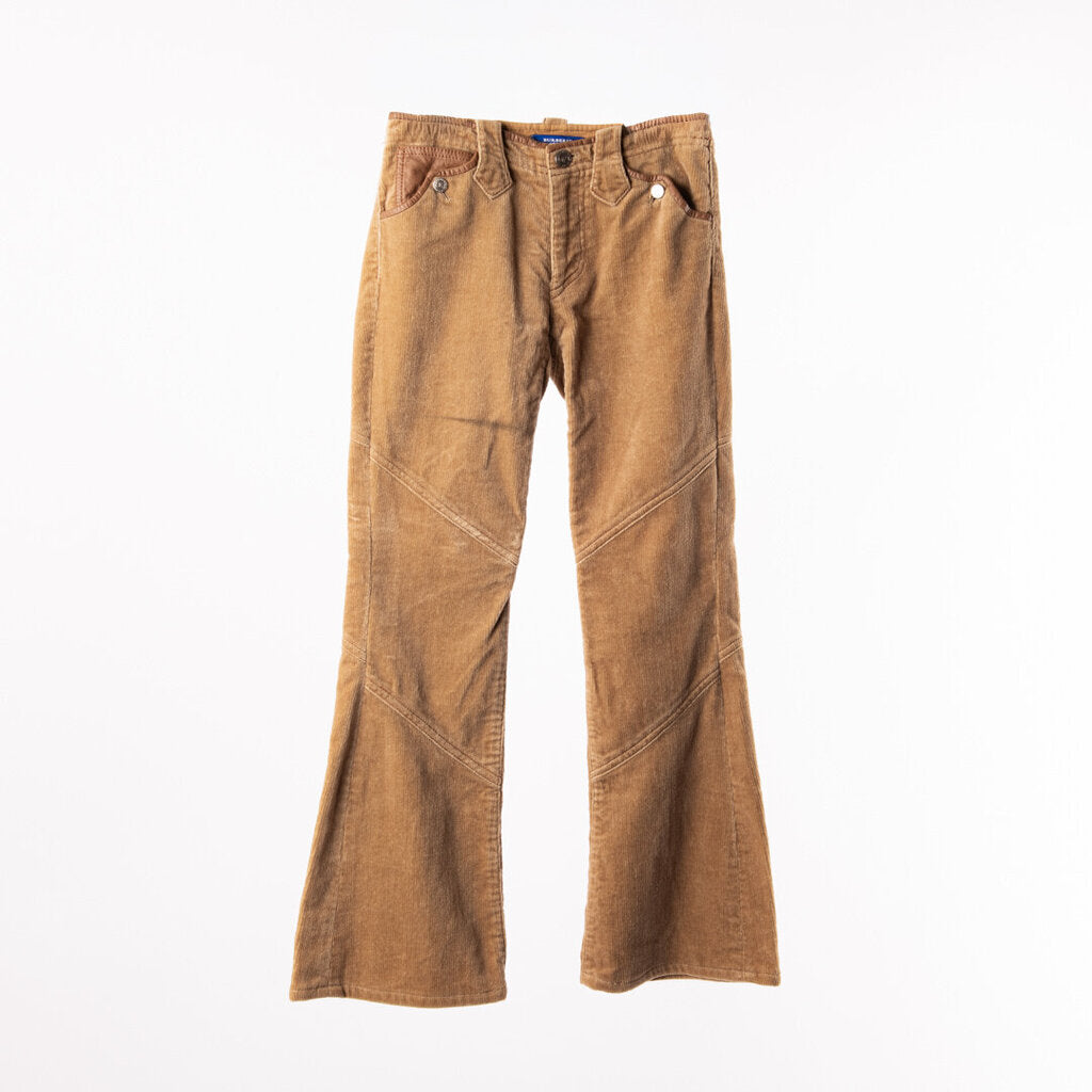 Burberry Camel Velvet Corduroy Faux Leather Pants