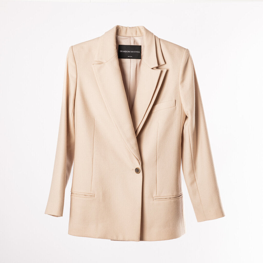 Brandon Maxwell Beige Wool Blazer & Pant Set