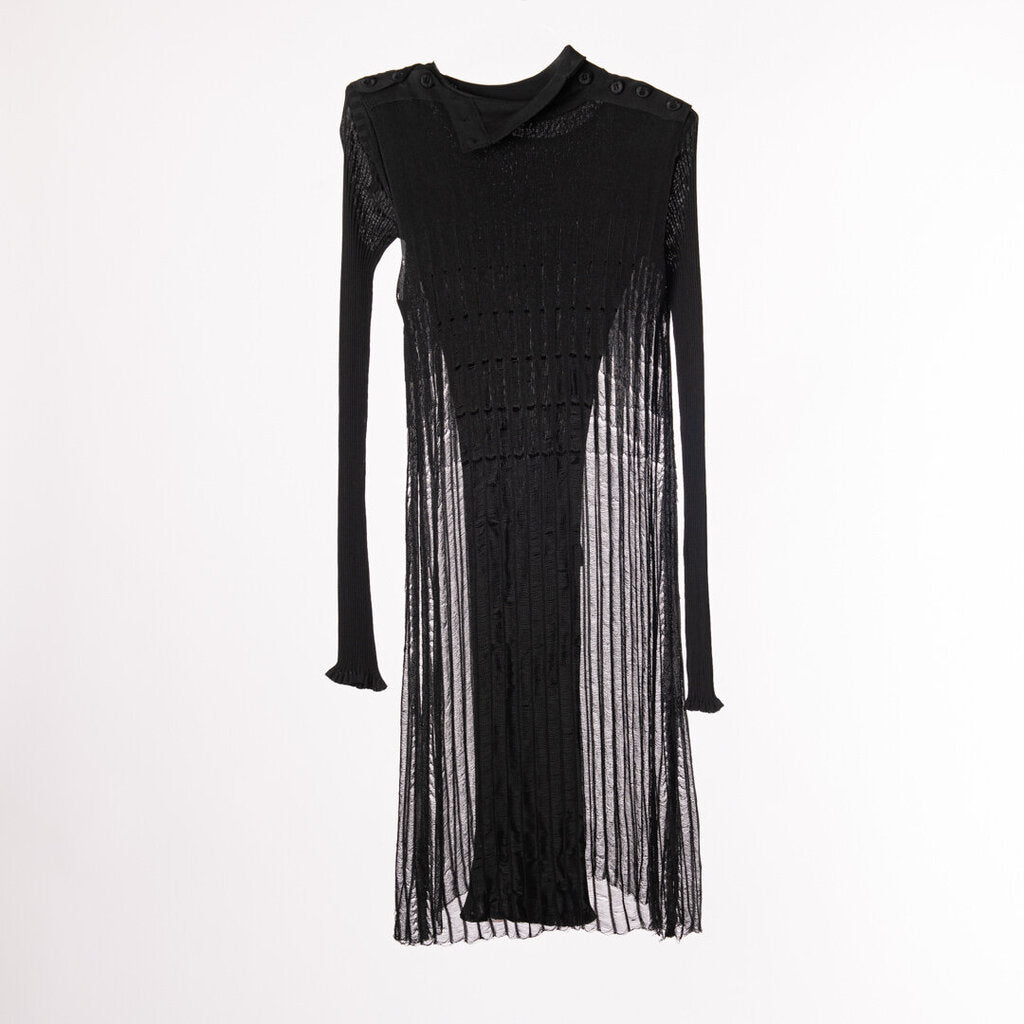 Fendi Black Button Collar Overlay Dress