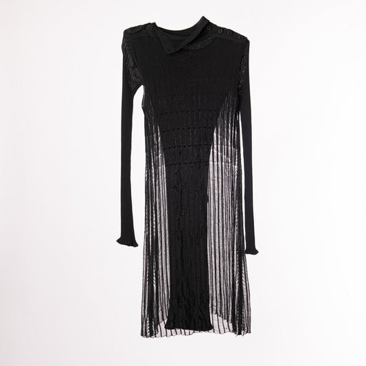 Fendi Black Button Collar Overlay Dress