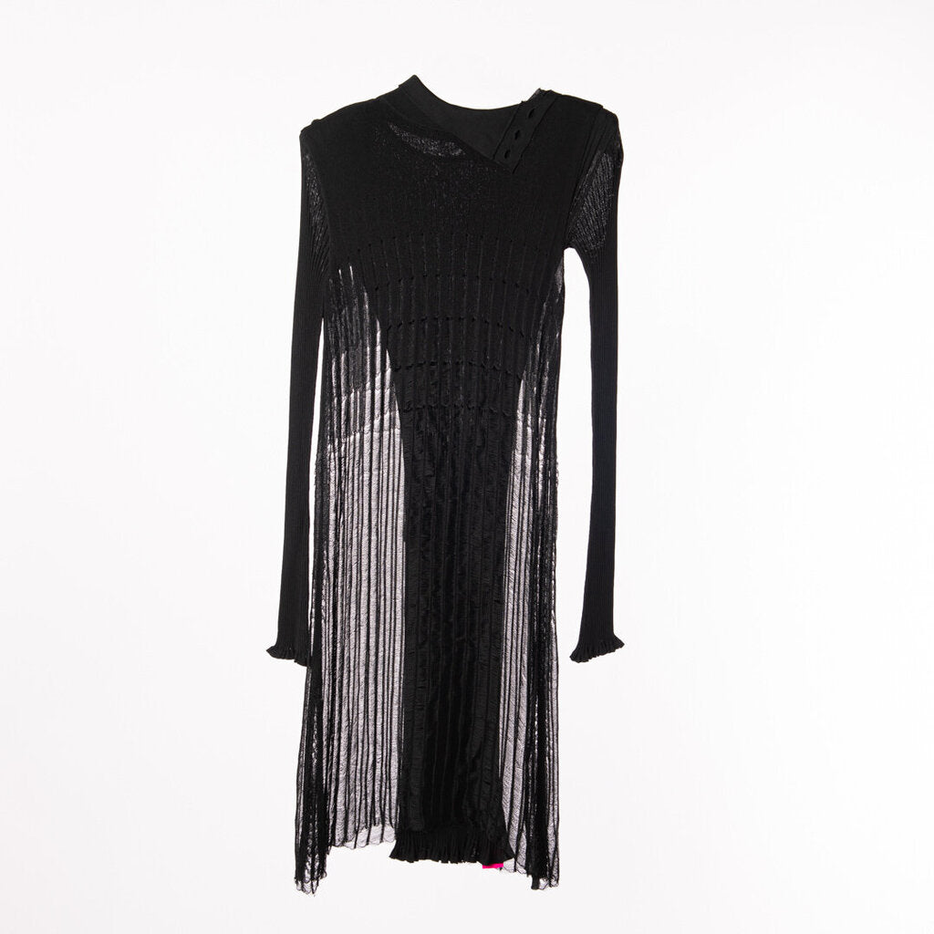 Fendi Black Button Collar Overlay Dress