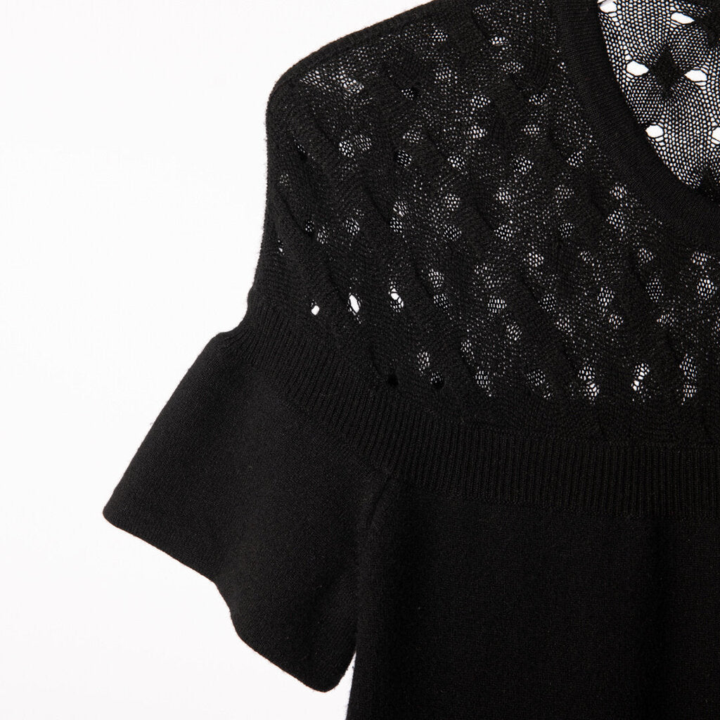 Chanel Black Cashmere Dress With Cap Sleeve