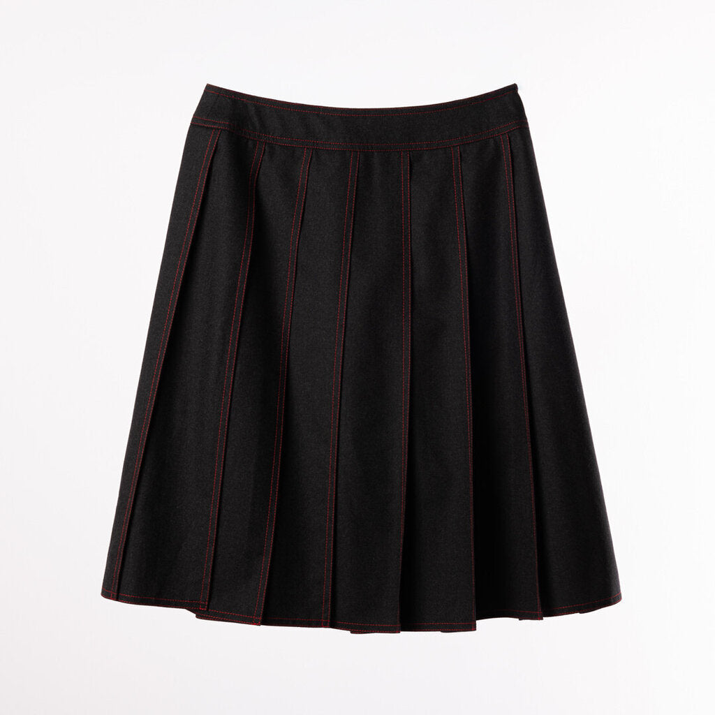 Chanel Wool Topstitched Pleat Knee-Length Skirt