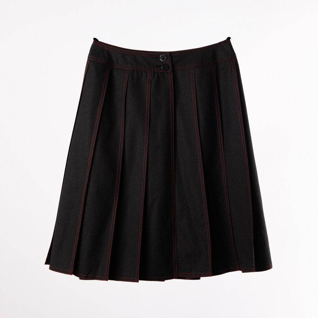 Chanel Wool Topstitched Pleat Knee-Length Skirt