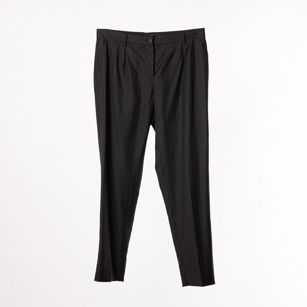 D&G Black Wool Stripe Embroided Lapel Suit Set