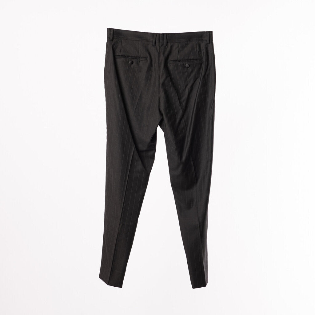 D&G Black Wool Stripe Embroided Lapel Suit Set