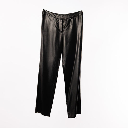 Chanel Black Acetate Blend Straight Leg Pants