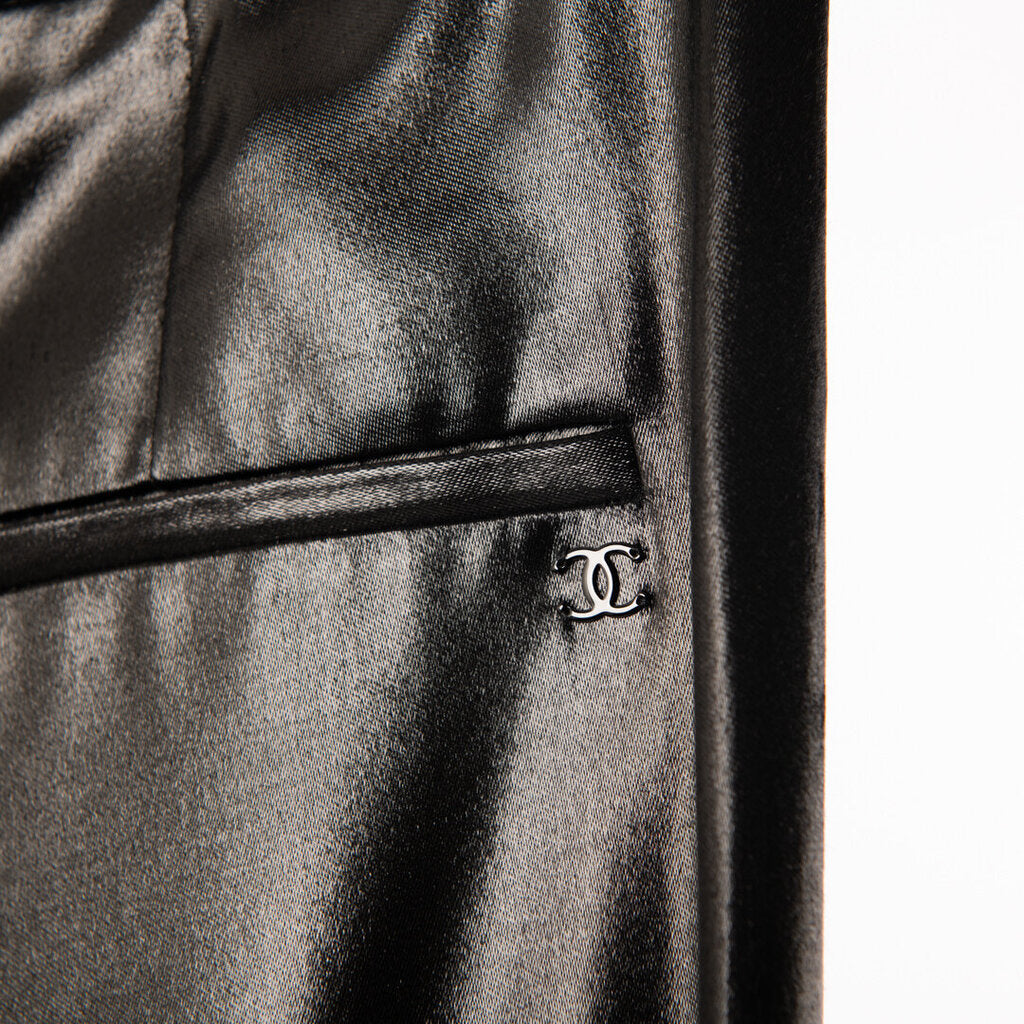 Chanel Black Acetate Blend Straight Leg Pants