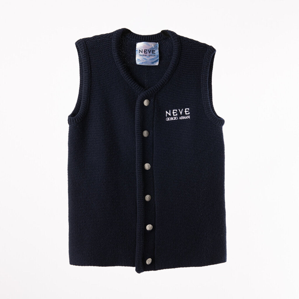 Giorgio Armani "Neve" Navy Wool Sweater Vest