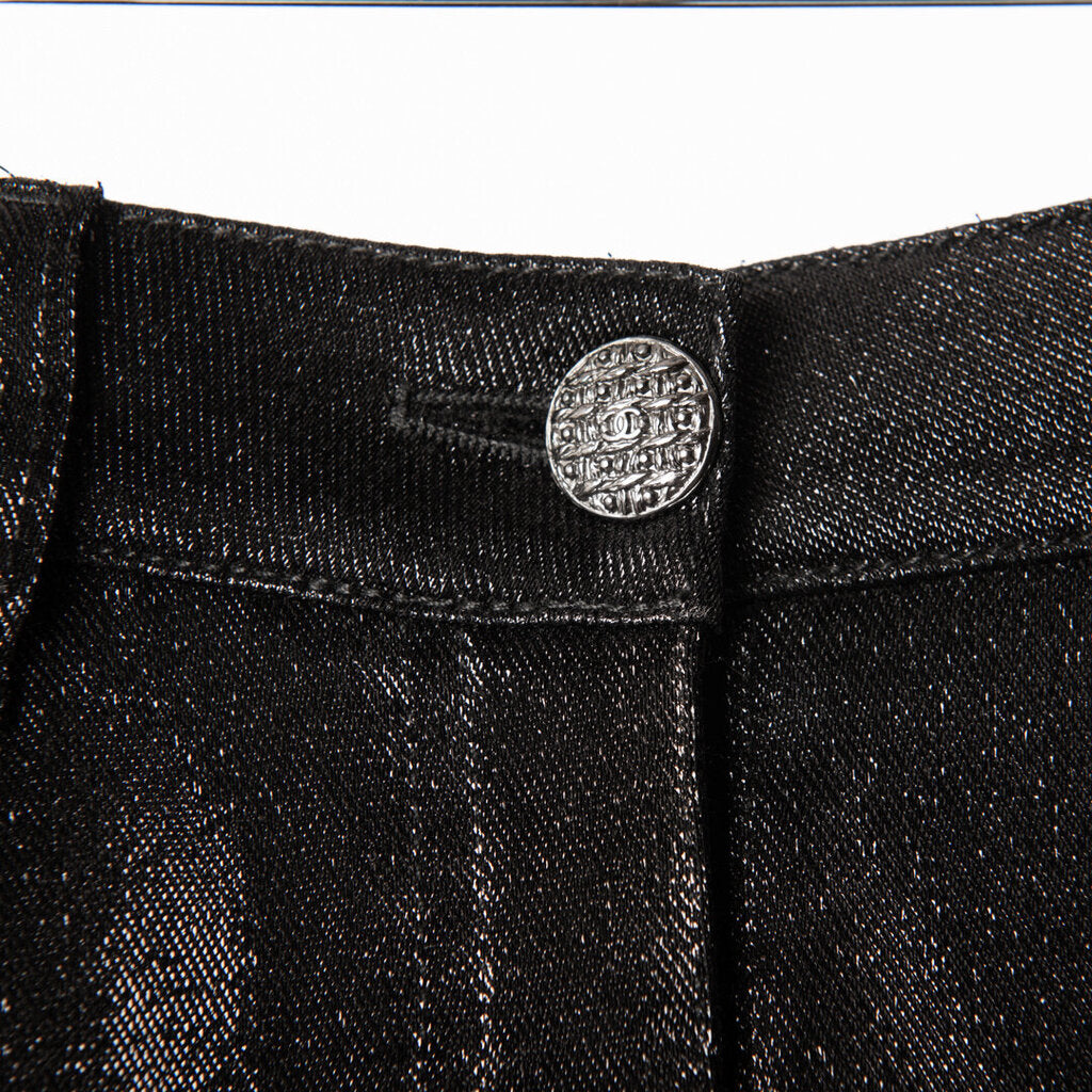 Chanel Black Cotton Metallic Pant