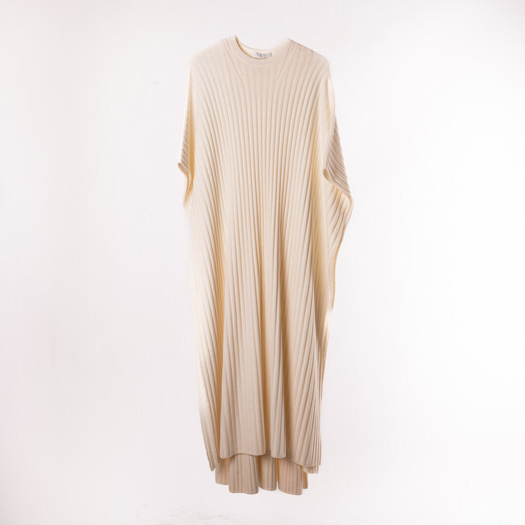 Gabriela Hearst Cream Wool Blend Ribbed Layered Dress