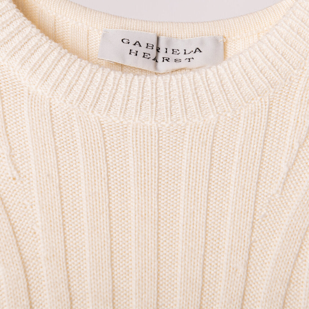 Gabriela Hearst Cream Wool Blend Ribbed Layered Dress
