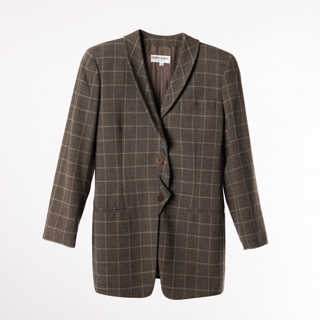 Armani Wool Blend Checkered Blazer