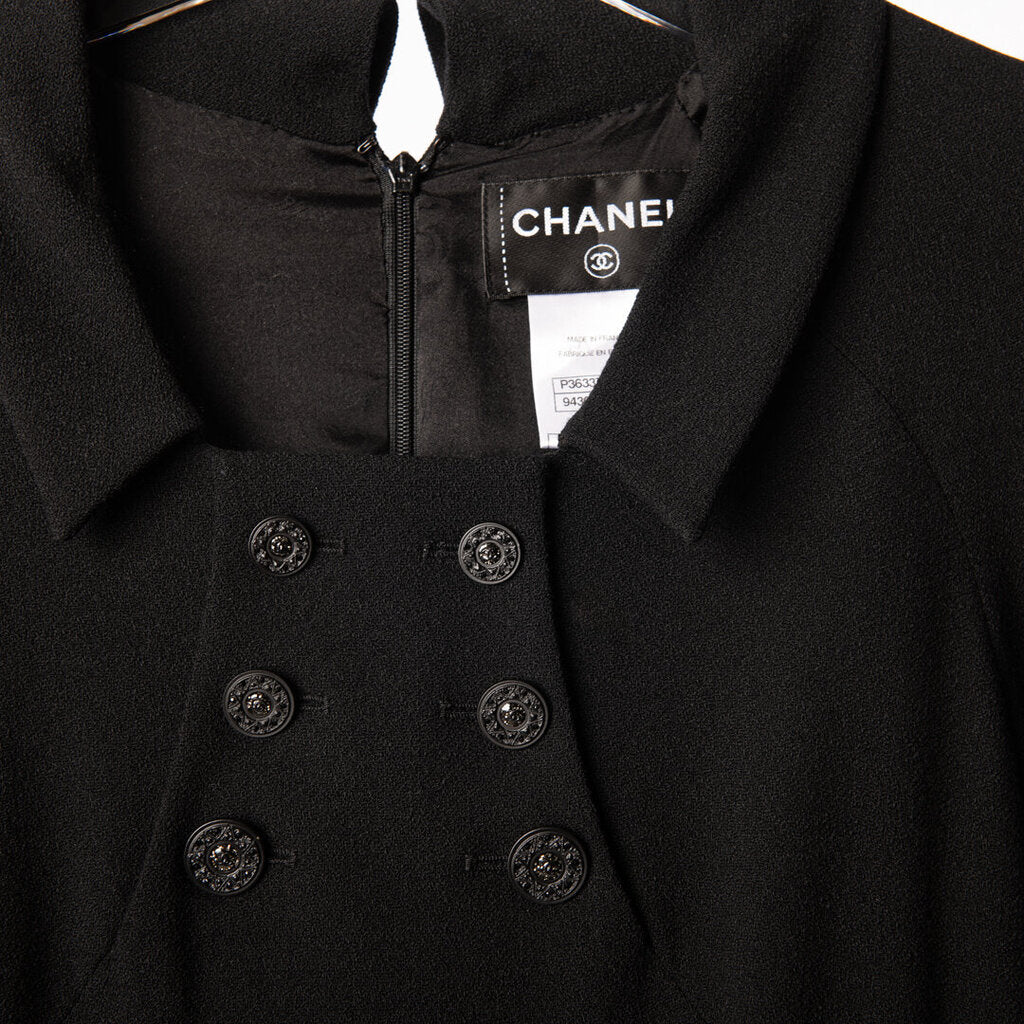 Chanel Black Wool Collared Dress