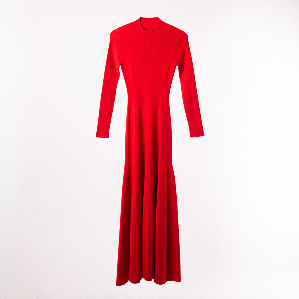 Brandon Maxwell Red Viscose Ribbed Maxi Dress