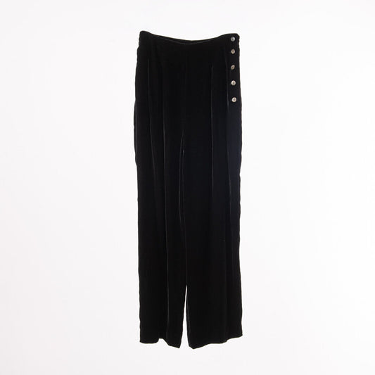 Calvin Klein Black Silk Blend Velvet Wide Leg Pants