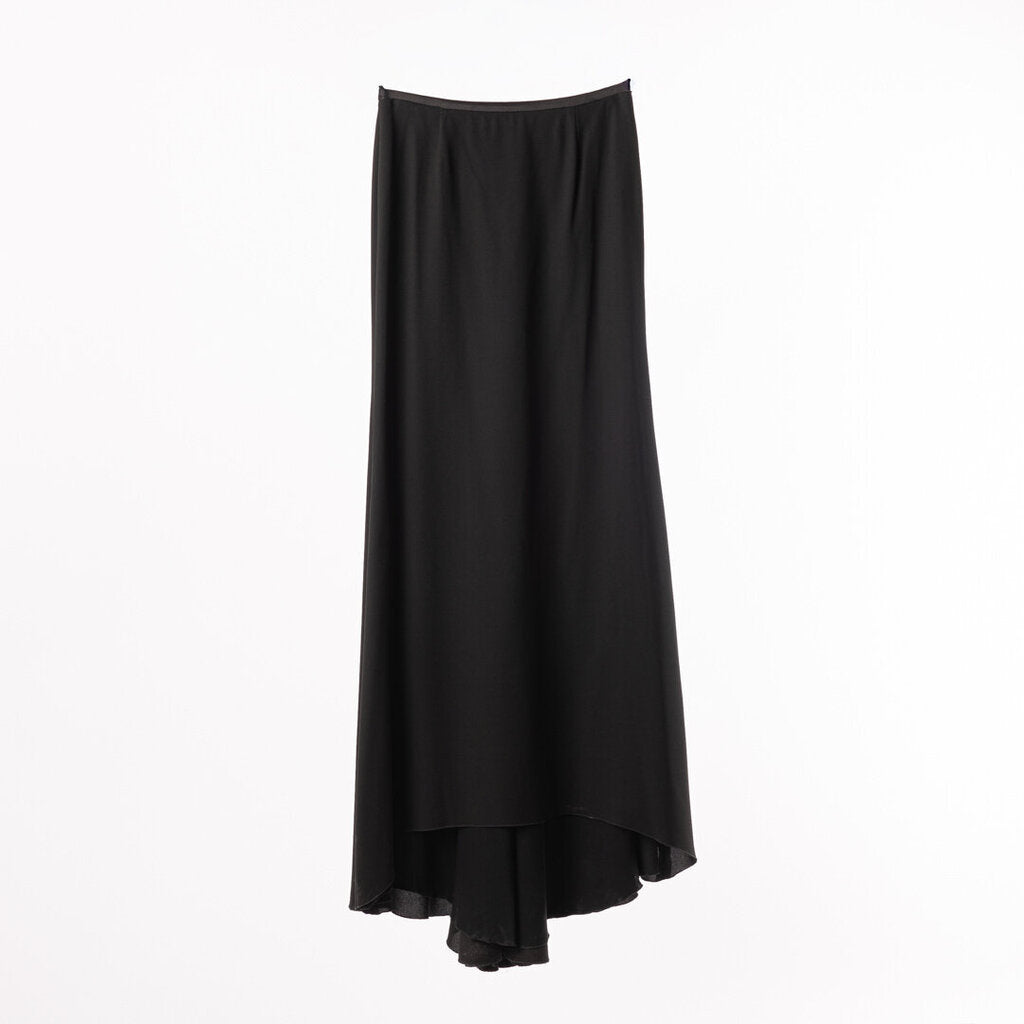 Valentino Black Satin Detail Knot Back Maxi Skirt